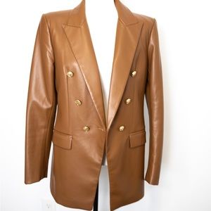 Faux leather blazer